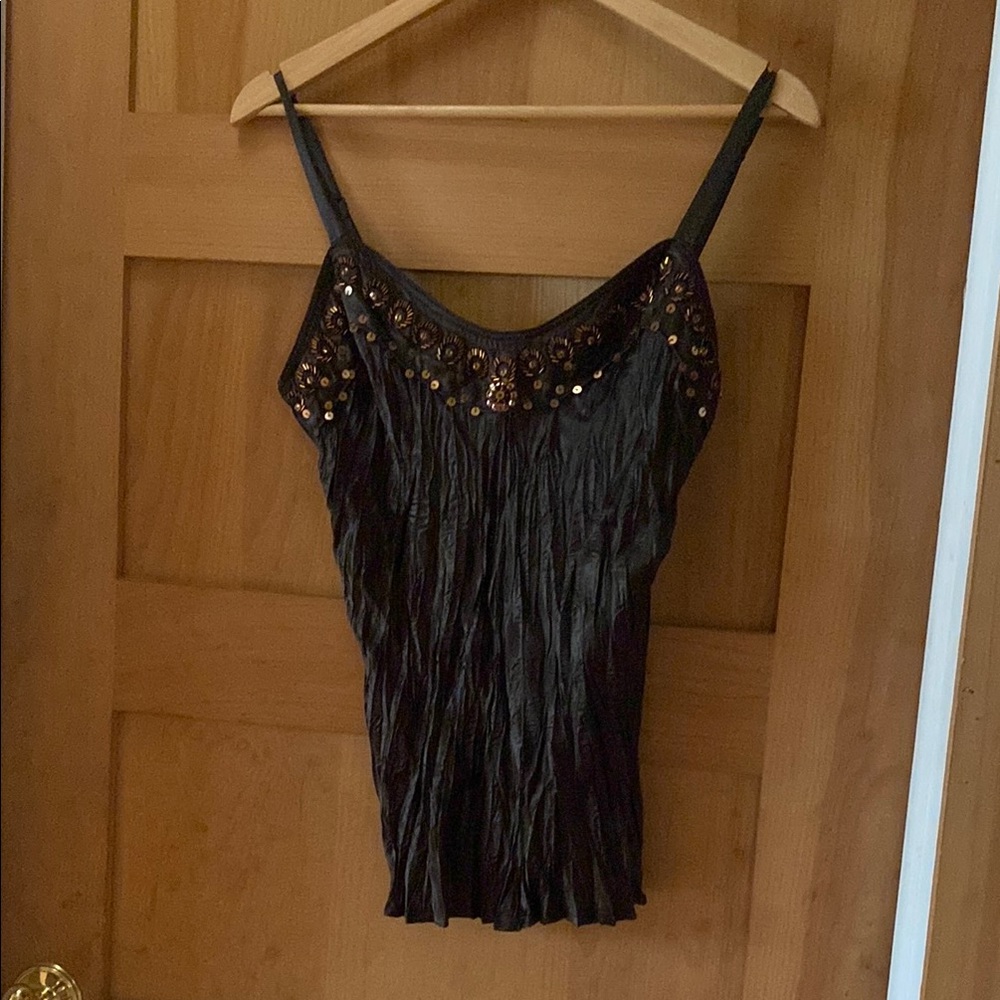 Embellished Brown Crinkle Women's Top
